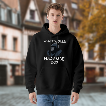 What Would Harambe Do Gorilla Meme Black Hoodie, Cozy Unisex Funny Pullover