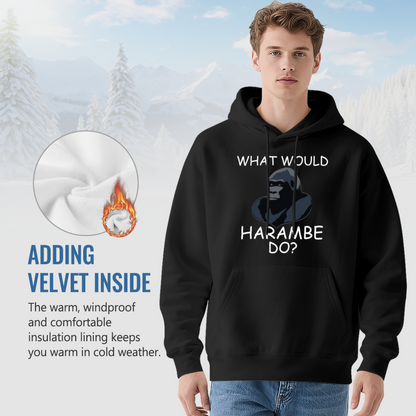 What Would Harambe Do Gorilla Meme Black Hoodie, Cozy Unisex Funny Pullover