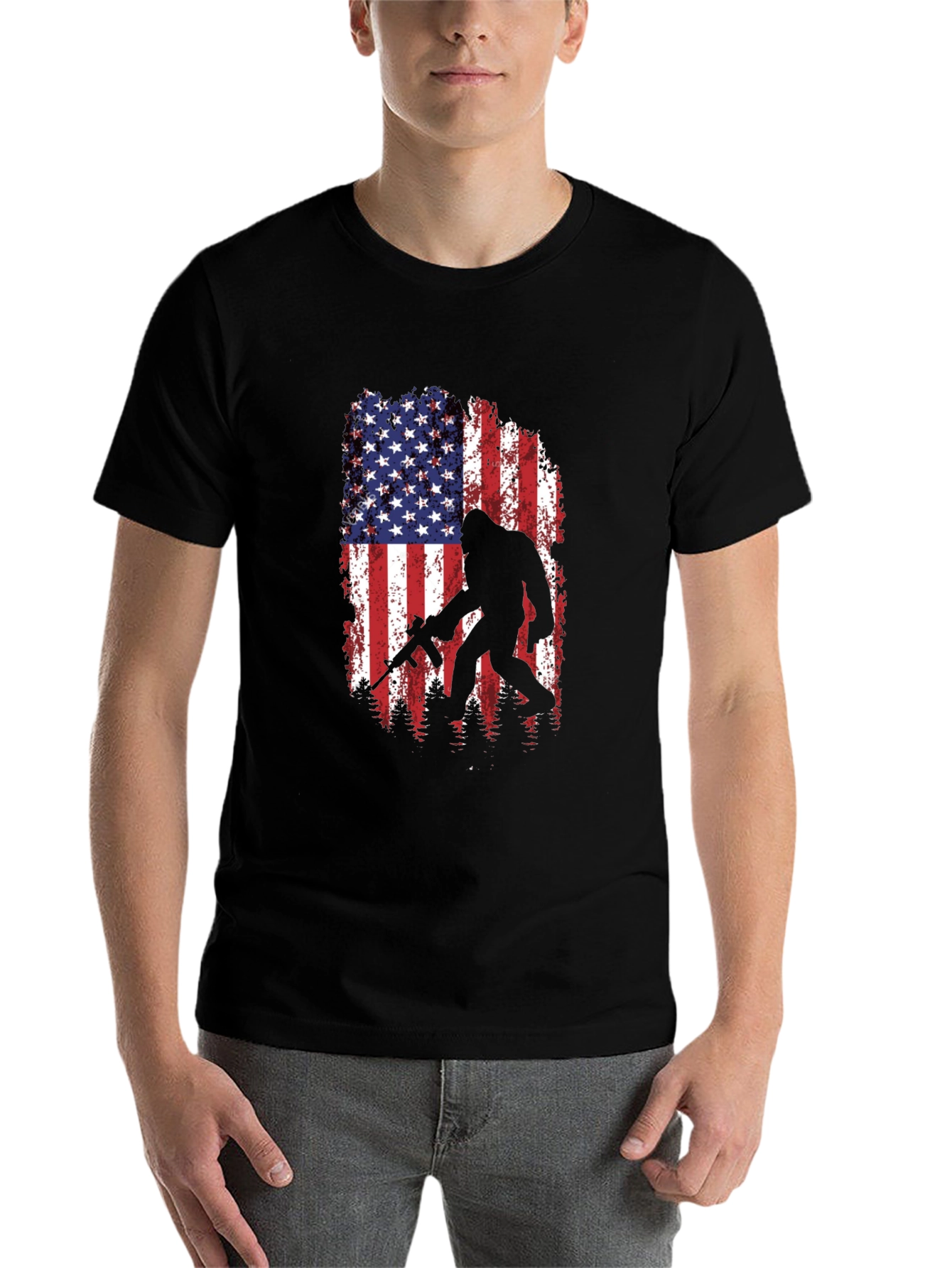American Flag Bigfoot AR-15 T-Shirt