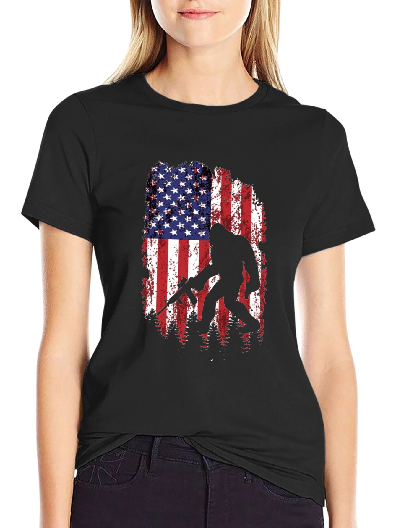 American Flag Bigfoot AR-15 T-Shirt