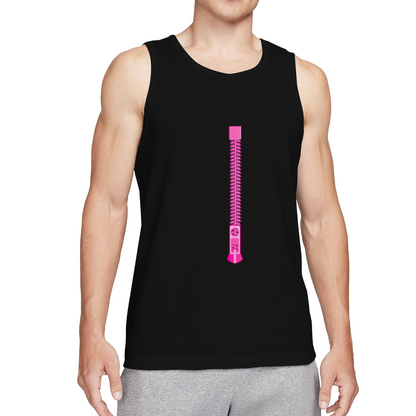 Funny Vertical Pink Zipper Creative Print Casual Men Tank Top