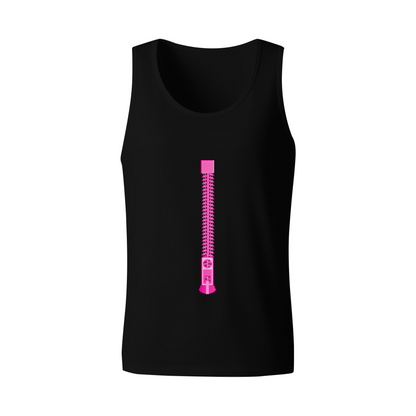 Funny Vertical Pink Zipper Creative Print Casual Men Tank Top