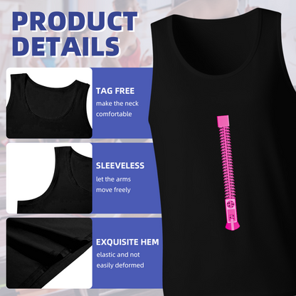 Funny Vertical Pink Zipper Creative Print Casual Men Tank Top