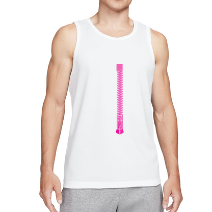 Funny Vertical Pink Zipper Creative Print Casual Men Tank Top
