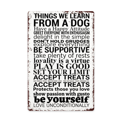 Inspirational Dog Life Rules Distressed Vintage Tin Sign Positive Quote Wall Decor