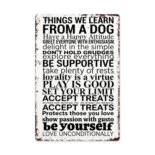Inspirational Dog Life Rules Distressed Vintage Tin Sign Positive Quote Wall Decor