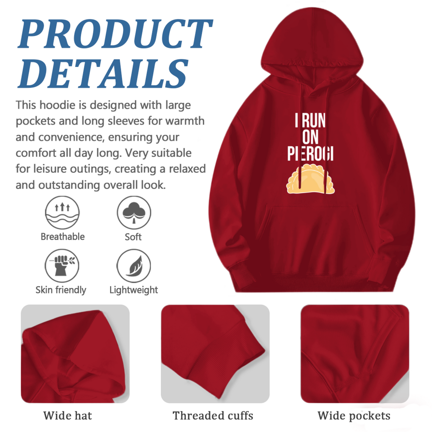 I Run On Pierogi Food Lover Hoodie, Cozy Foodie Daily Top