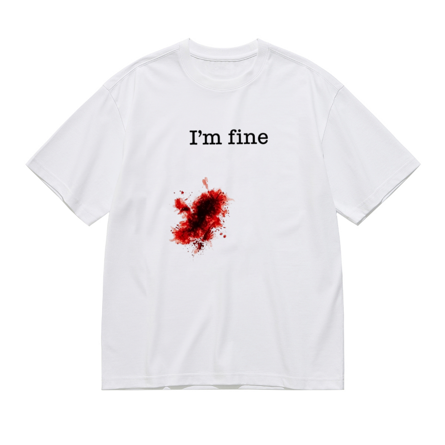 Sarcastic I'm Fine Blood Splatter Graphic Plus Size Women's T-Shirt