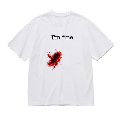Sarcastic I'm Fine Blood Splatter Graphic Plus Size Women's T-Shirt