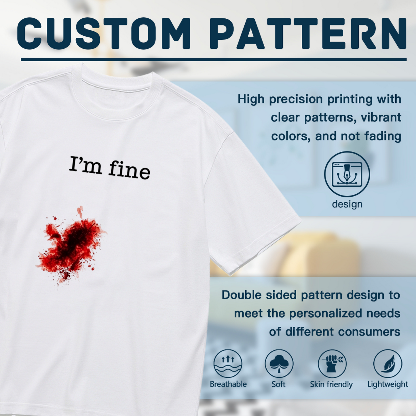 Sarcastic I'm Fine Blood Splatter Graphic Plus Size Women's T-Shirt