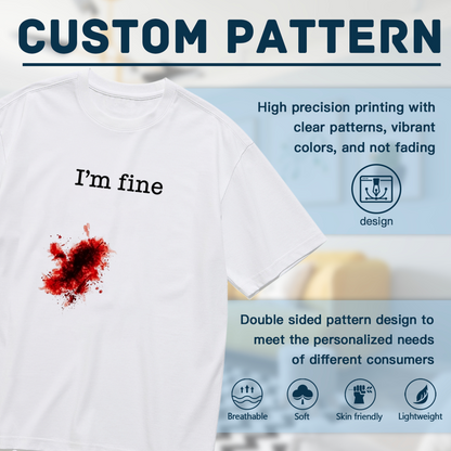 Sarcastic I'm Fine Blood Splatter Graphic Plus Size Women's T-Shirt