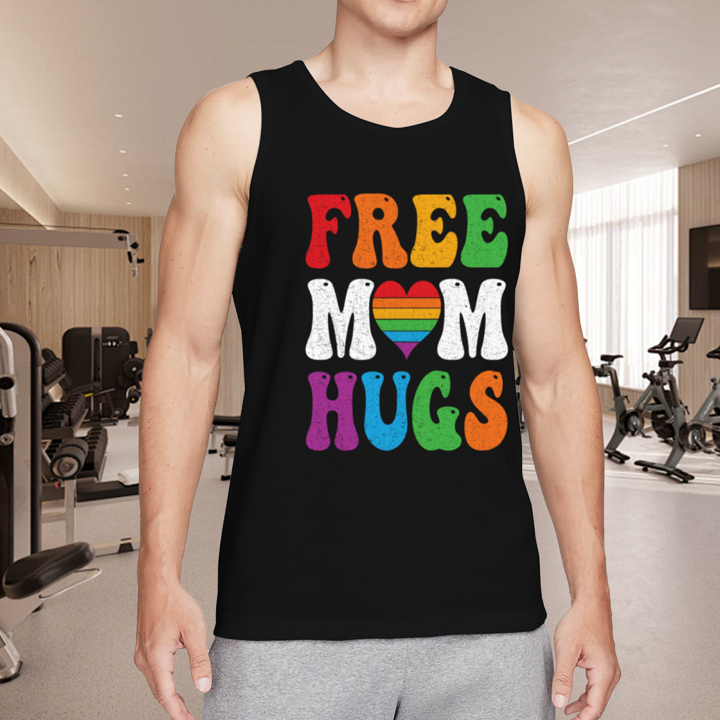 Free Mom Hugs Rainbow Pride LGBTQ Support Tank