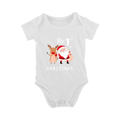 My 1st Christmas Santa Reindeer Holiday Baby Bodysuit