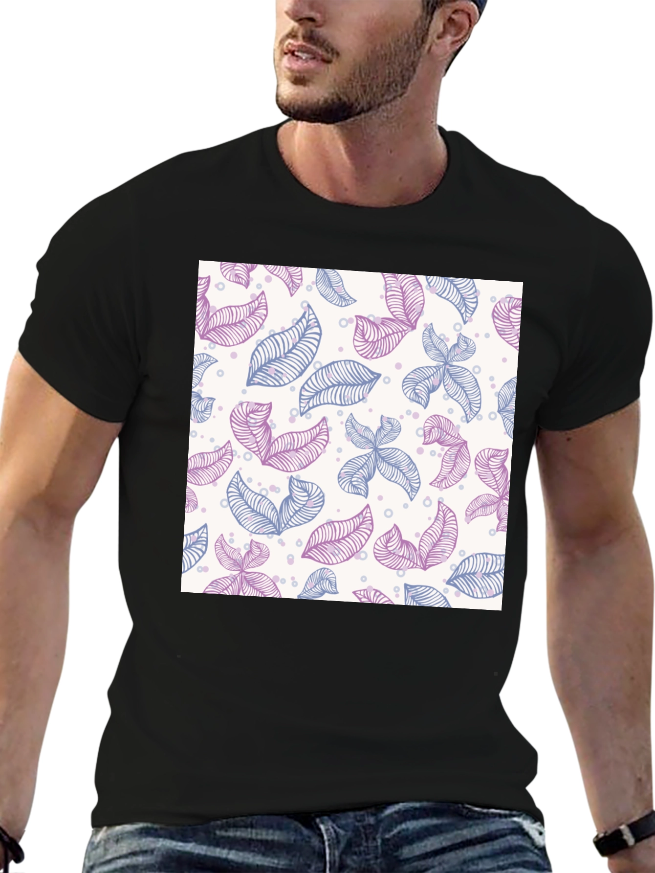 Leaf Pattern T-Shirt - Stylish Casual Wear