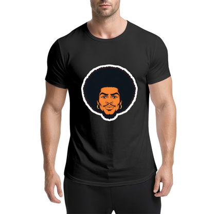 Vintage Afro Black Portrait Dark Navy Tee, Retro 90s Hip Hop Oversized Shirt