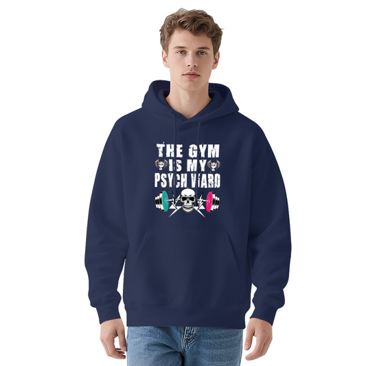 The Gym Is My Psych Ward Workout Cozy Navy Hoodie, Fitness Top
