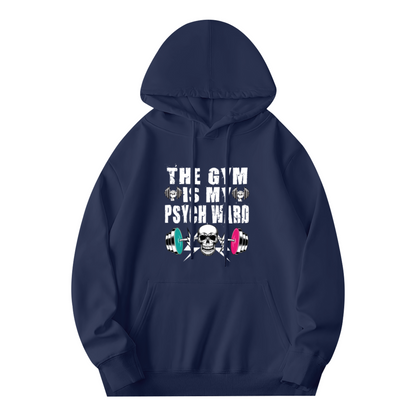 The Gym Is My Psych Ward Workout Cozy Navy Hoodie, Fitness Top