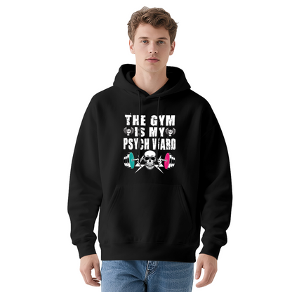The Gym Is My Psych Ward Workout Cozy Navy Hoodie, Fitness Top