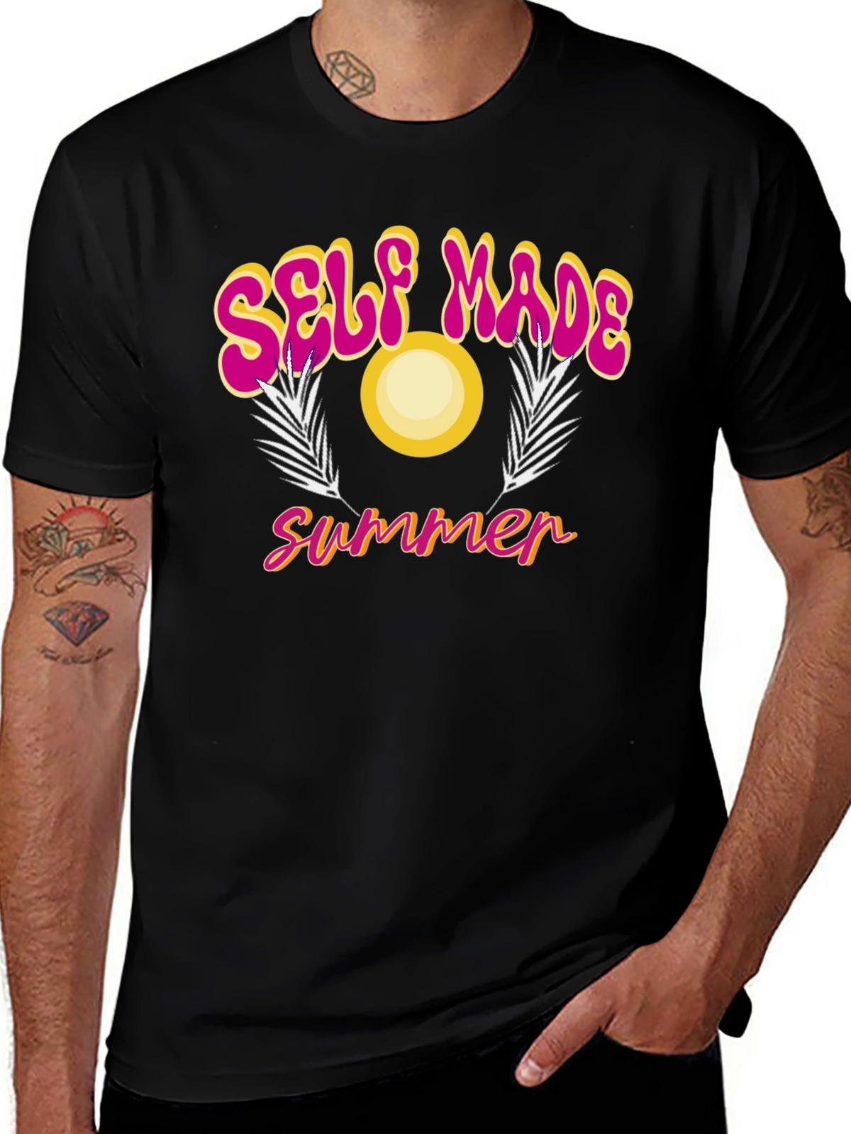 Self Made Summer Black Graphic T-Shirt