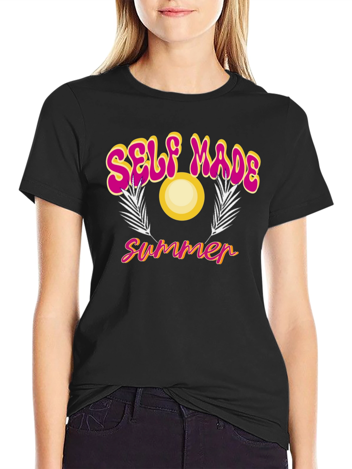 Self Made Summer Black Graphic T-Shirt