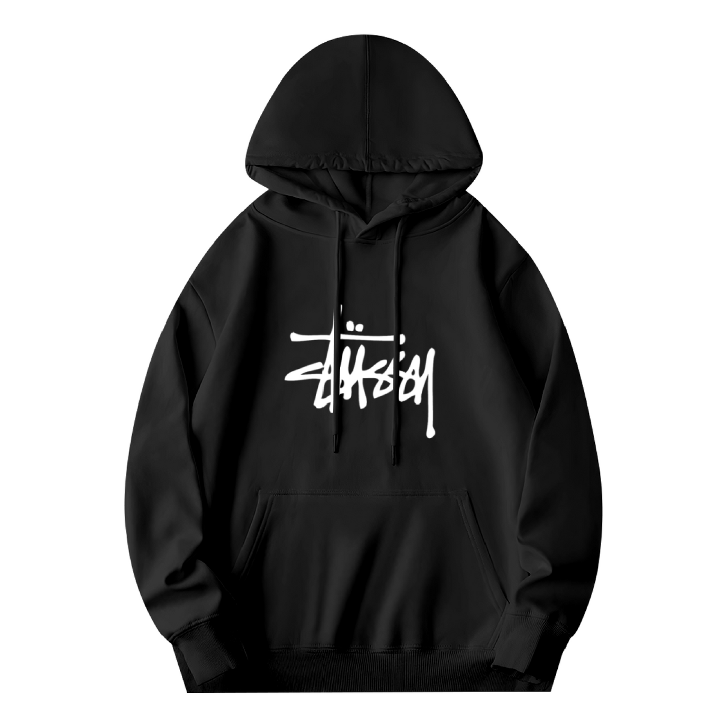 Classic Stussy Graffiti Logo Black Hoodie, Comfort Streetwear Pullover
