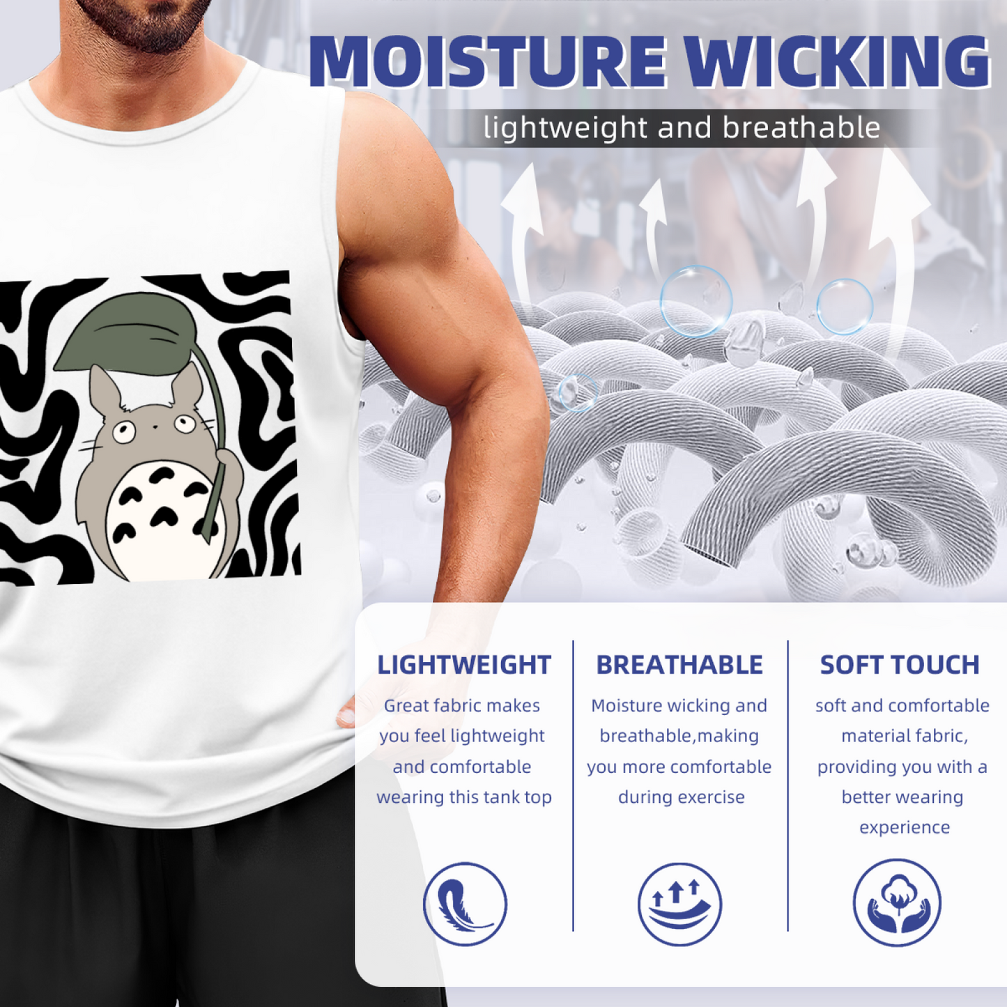 Cute Totoro Leaf Cartoon Anime Casual Sleeveless Vest