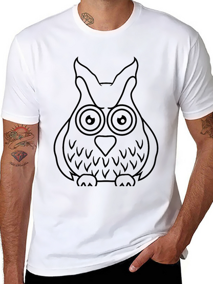Mens Black Owl Graphic T-Shirt