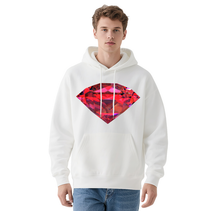 Shiny Red Ruby Diamond Black Hoodie, Unisex Fashion Comfort Hooded Top