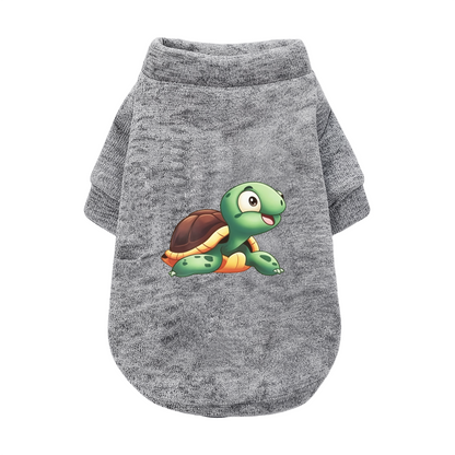 Cheerful Cartoon Turtle Print Pet Sweater, Soft Comfy Small Pet Clothes