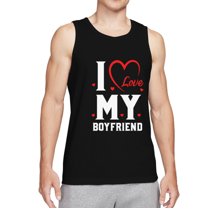 I Love My Boyfriend Cute Heart Couple Sleeveless Tank