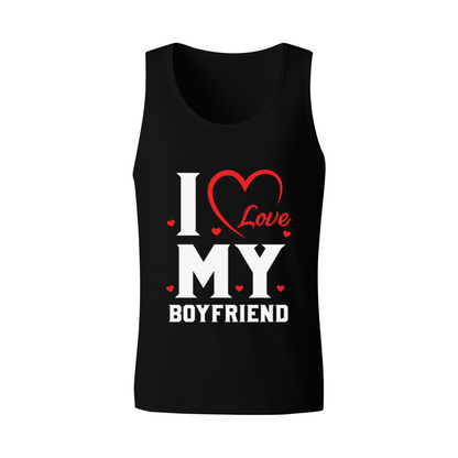 I Love My Boyfriend Cute Heart Couple Sleeveless Tank