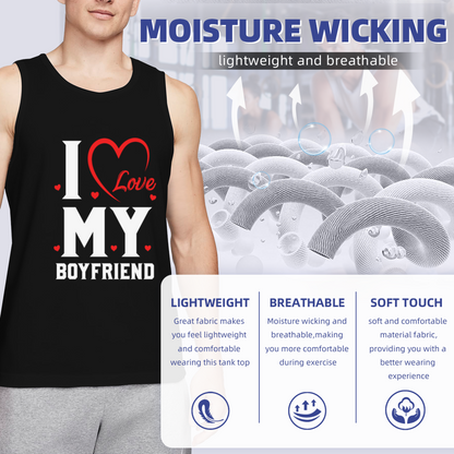 I Love My Boyfriend Cute Heart Couple Sleeveless Tank