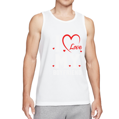 I Love My Boyfriend Cute Heart Couple Sleeveless Tank