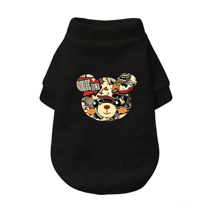 Retro Comic Bear Graphic Pet Pullover Sweater, Cool Street Style Dog Clothes