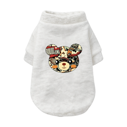 Retro Comic Bear Graphic Pet Pullover Sweater, Cool Street Style Dog Clothes