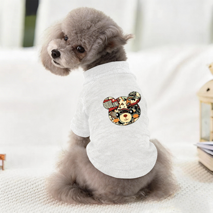 Retro Comic Bear Graphic Pet Pullover Sweater, Cool Street Style Dog Clothes