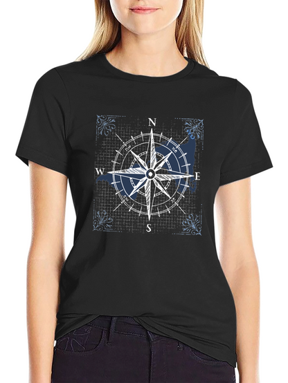 Compass Rose Graphic T-Shirt - Nautical Style