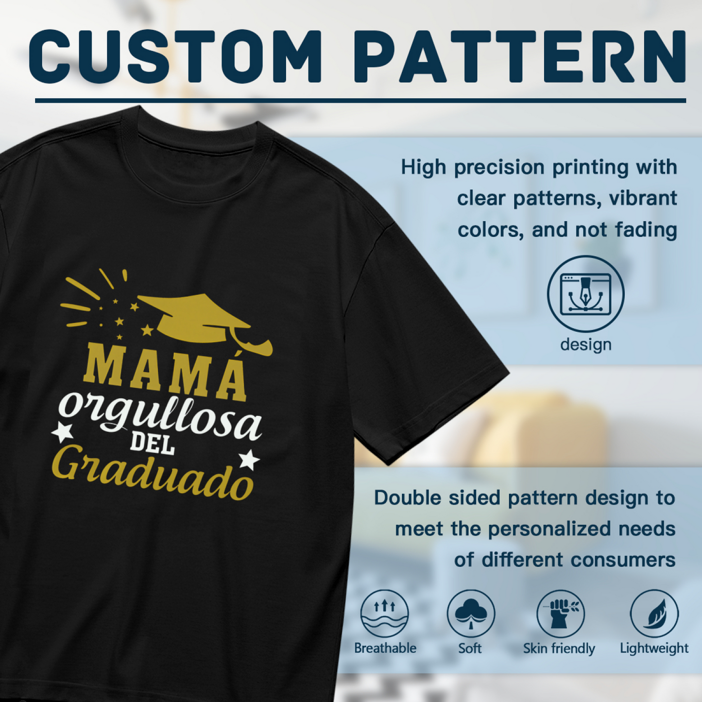 Spanish Mamá Orgullosa Del Graduado Graduation Plus Size Women Graphic Tee