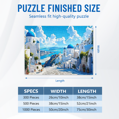 Santorini Blue Dome White Buildings Aegean Sea Scenic Puzzle