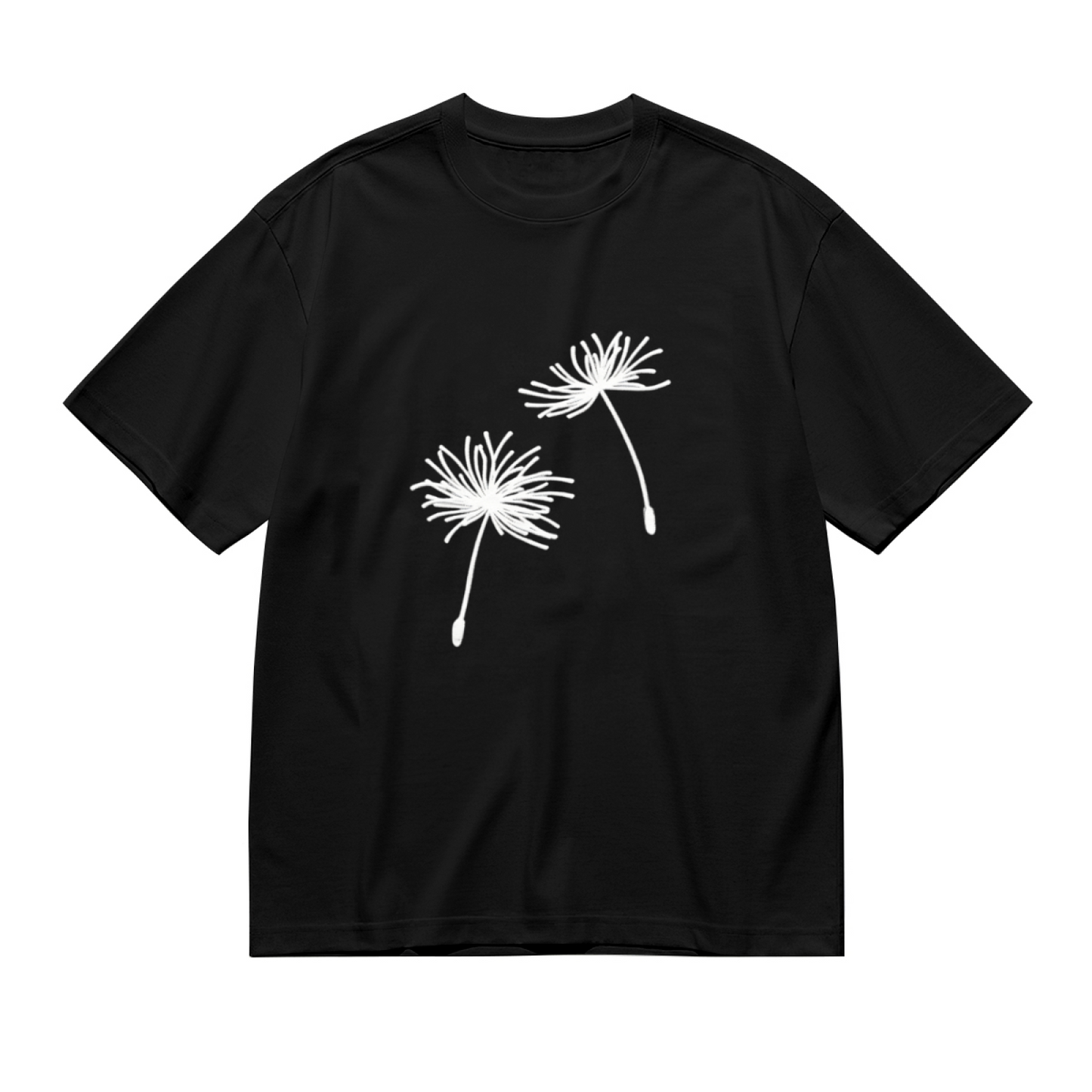 Delicate White Dandelion Seed Minimal Line Plus Size Women Printed T-Shirt