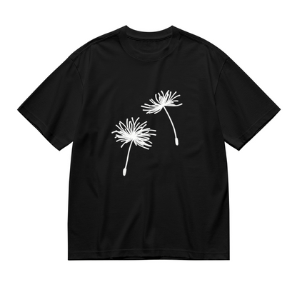 Delicate White Dandelion Seed Minimal Line Plus Size Women Printed T-Shirt