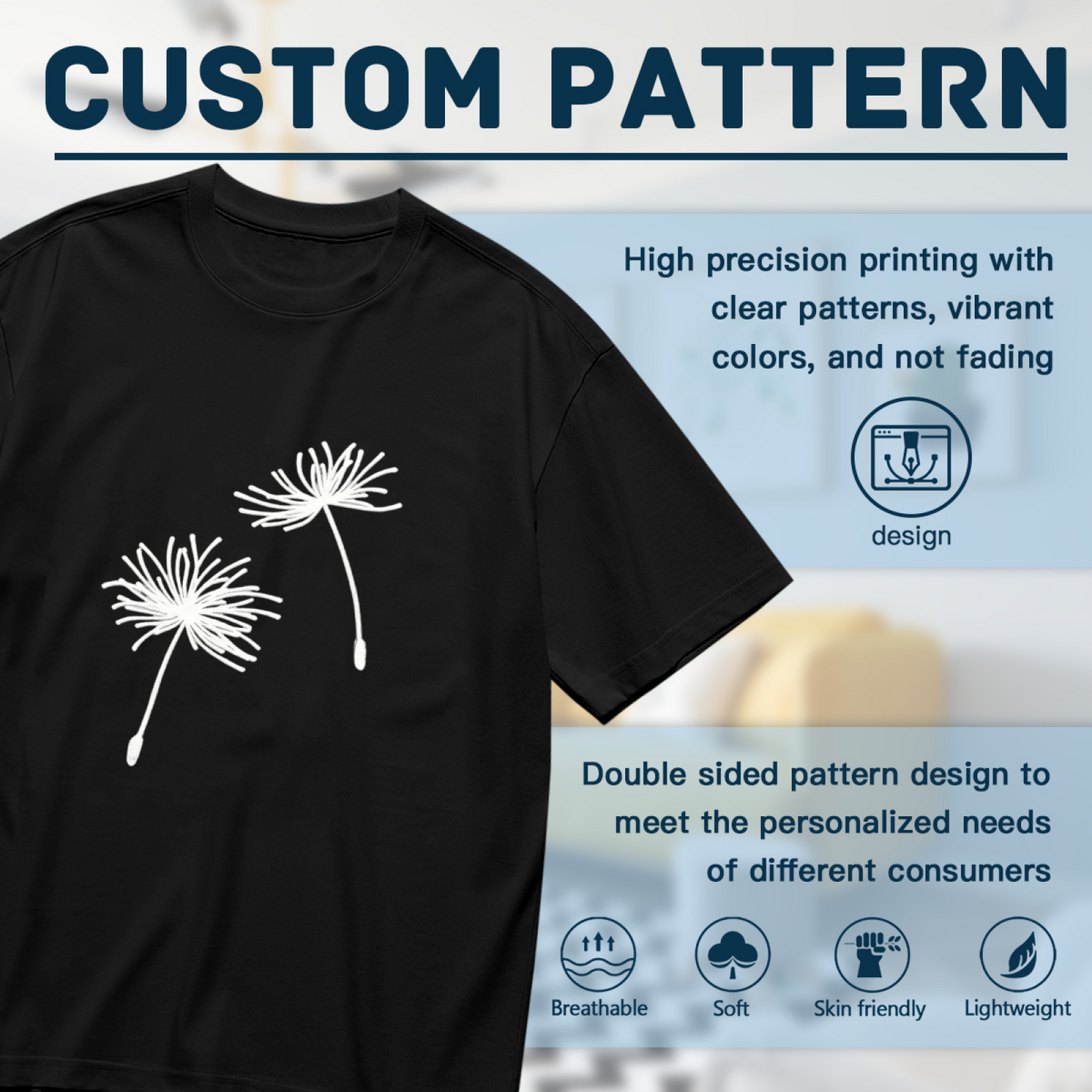 Delicate White Dandelion Seed Minimal Line Plus Size Women Printed T-Shirt