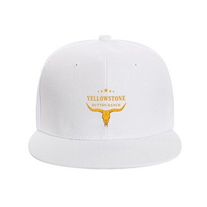 Yellowstone Dutton Ranch Longhorn Skull Print Flat Brim Sun Hat, Western Cowboy Outdoor Cap
