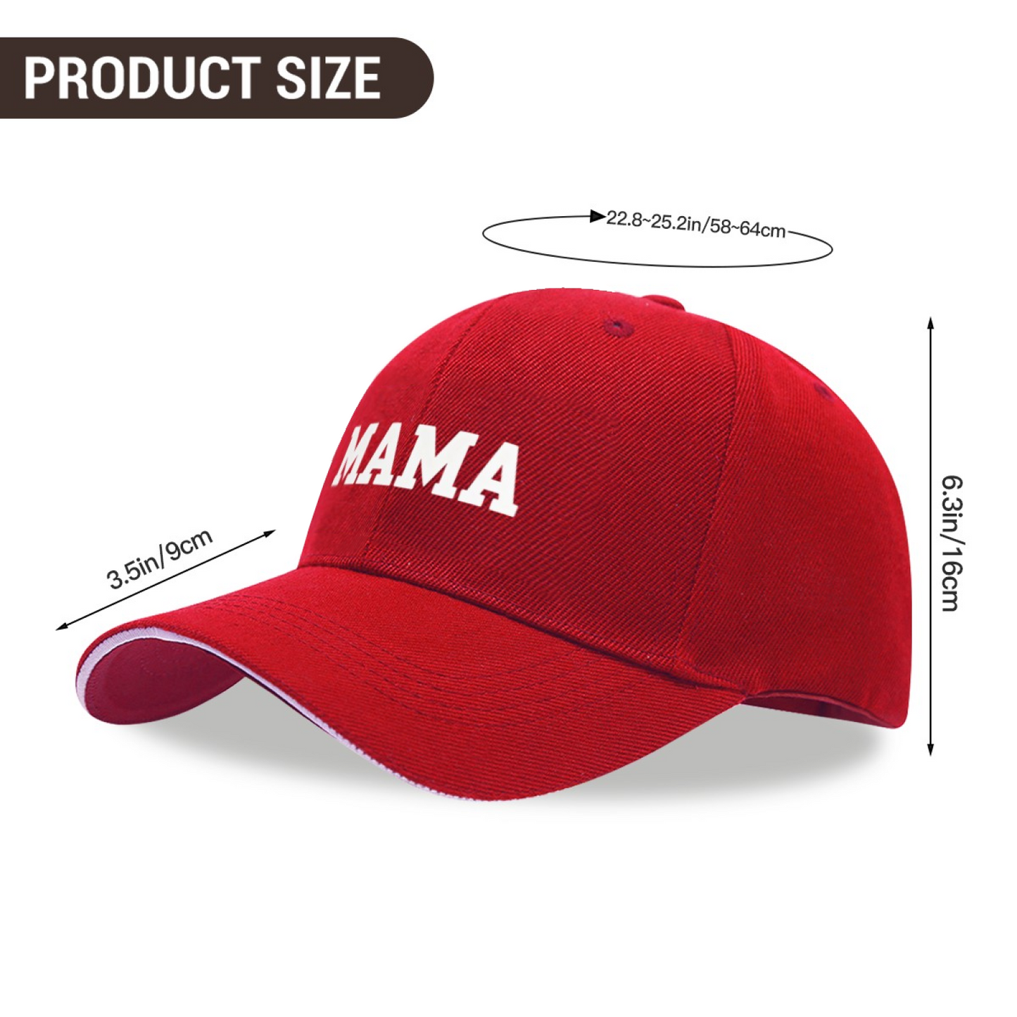 Classic Block MAMA Red Sandwich Baseball Cap, Mother¡¯s Day Must-Have Peaked Hat