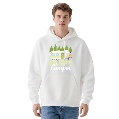 Happy Camper RV Camping Graphic Red Hoodie, Lightweight Comfort Outdoor Pullover