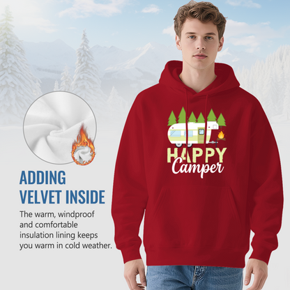 Happy Camper RV Camping Graphic Red Hoodie, Lightweight Comfort Outdoor Pullover