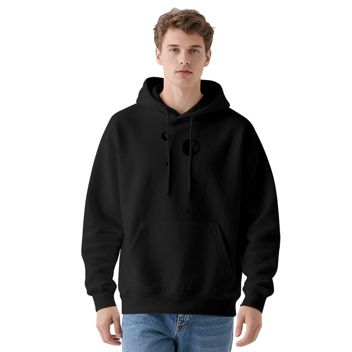 Minimal Abstract Moon Dot Simple Print Hoodie, Unisex Soft Comfort Minimalist Top