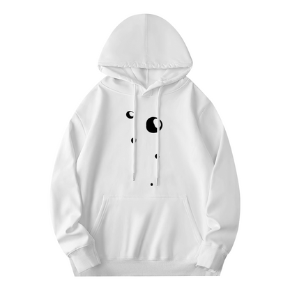 Minimal Abstract Moon Dot Simple Print Hoodie, Unisex Soft Comfort Minimalist Top