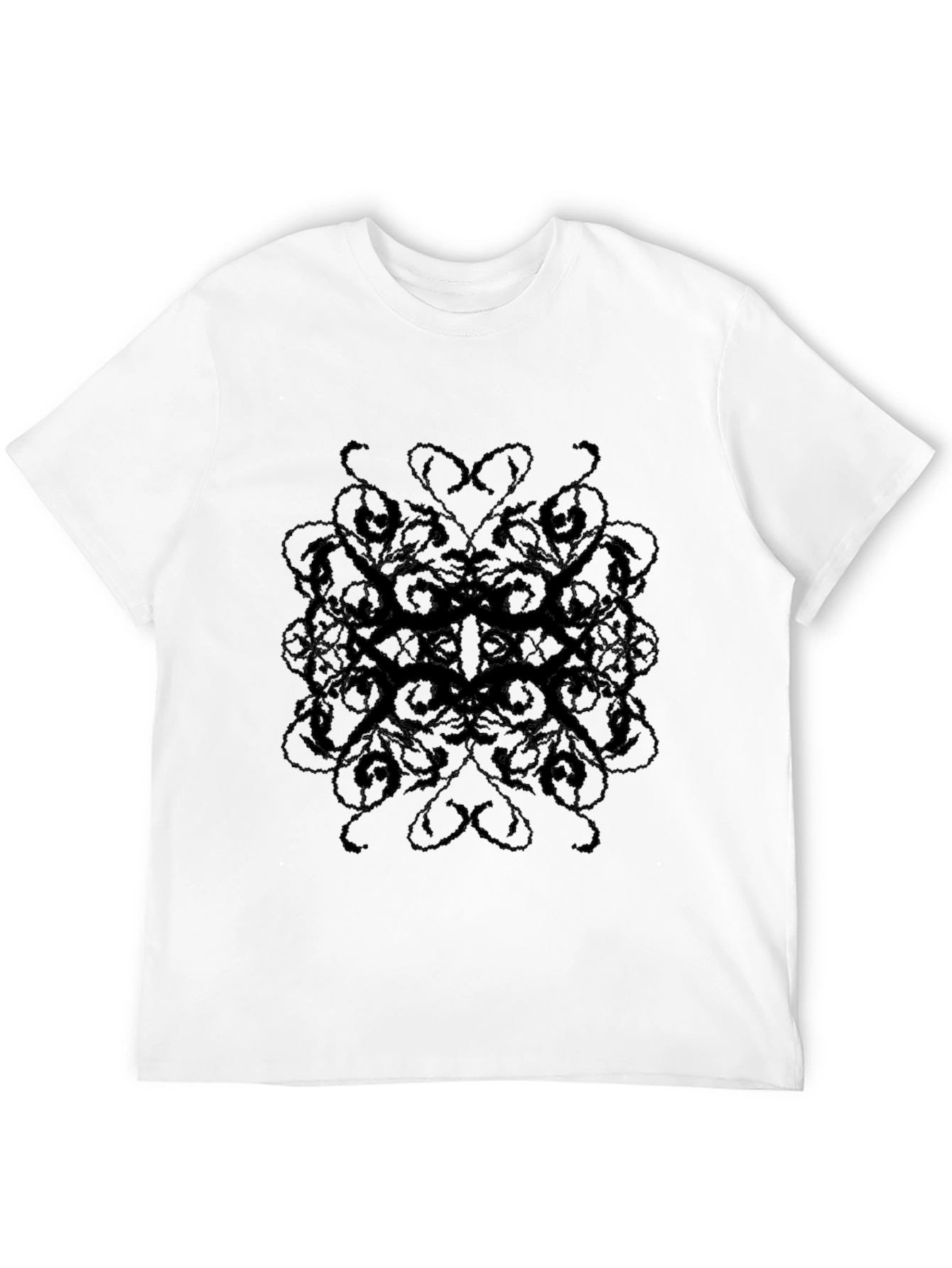 Mens Black Patterned T-Shirt - Casual Style