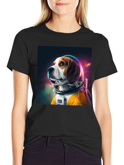 Astronaut Dog Graphic Tee - Cool Space Beagle Shirt